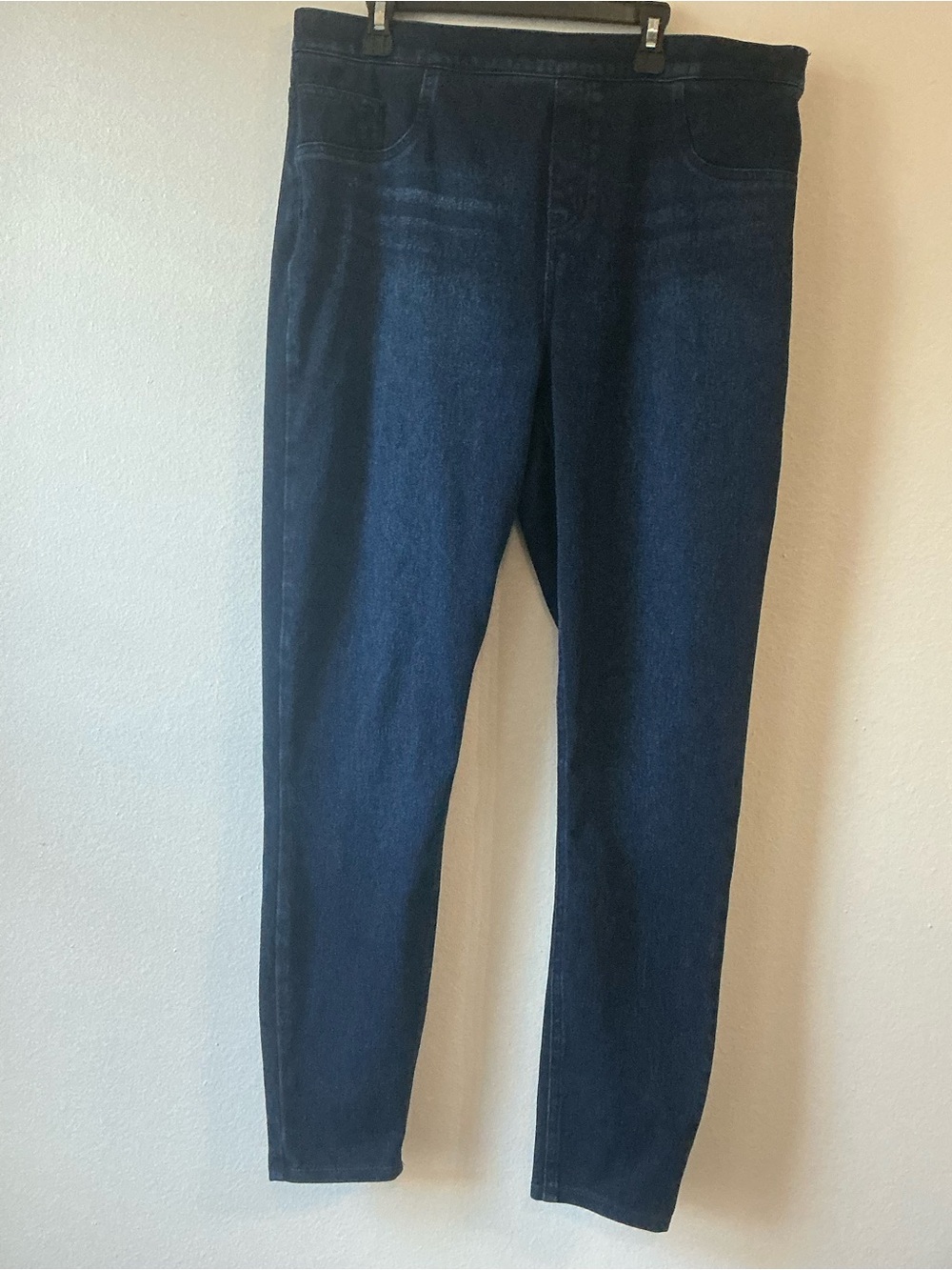 SPANX Jean-ish Denim Look Pull On Leggings Dark Wash Size XL Tummy Control